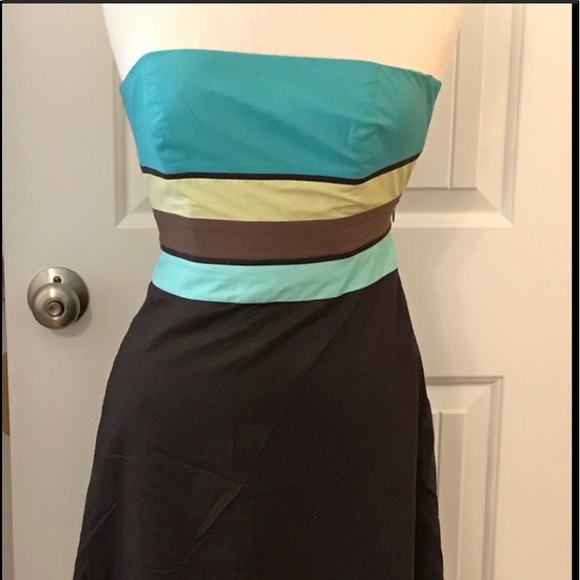 Ann Taylor Color Block Strapless Dress 2 P - Picture 4 of 8